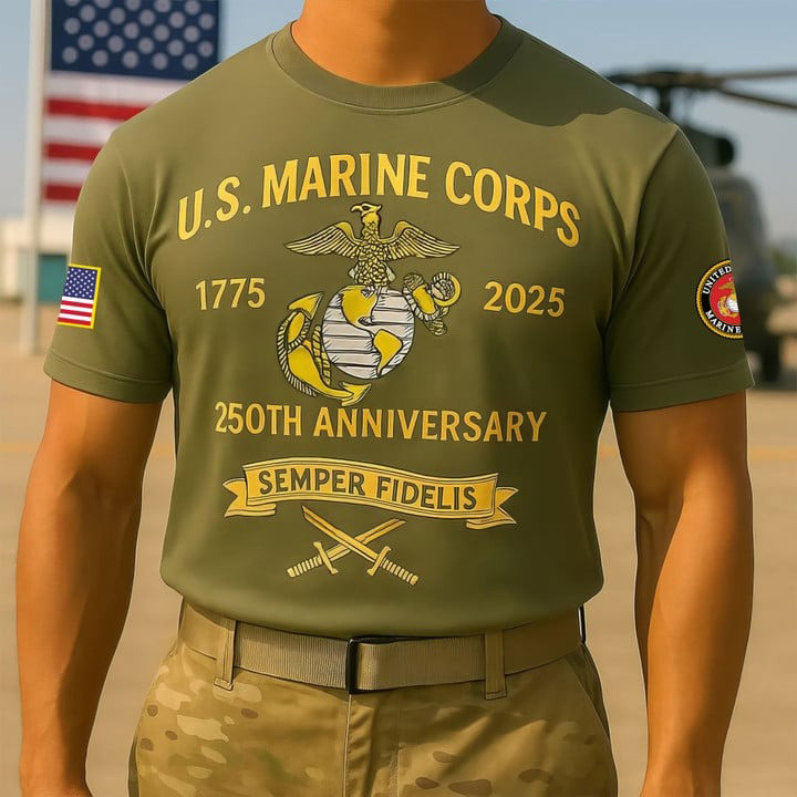 Premium USMC T-Shirt VPVC930231, 250th Anniversary Marine Corps Shirt, Gifts For Marine Veteran, Gifts On Father’s Day, Veterans Day