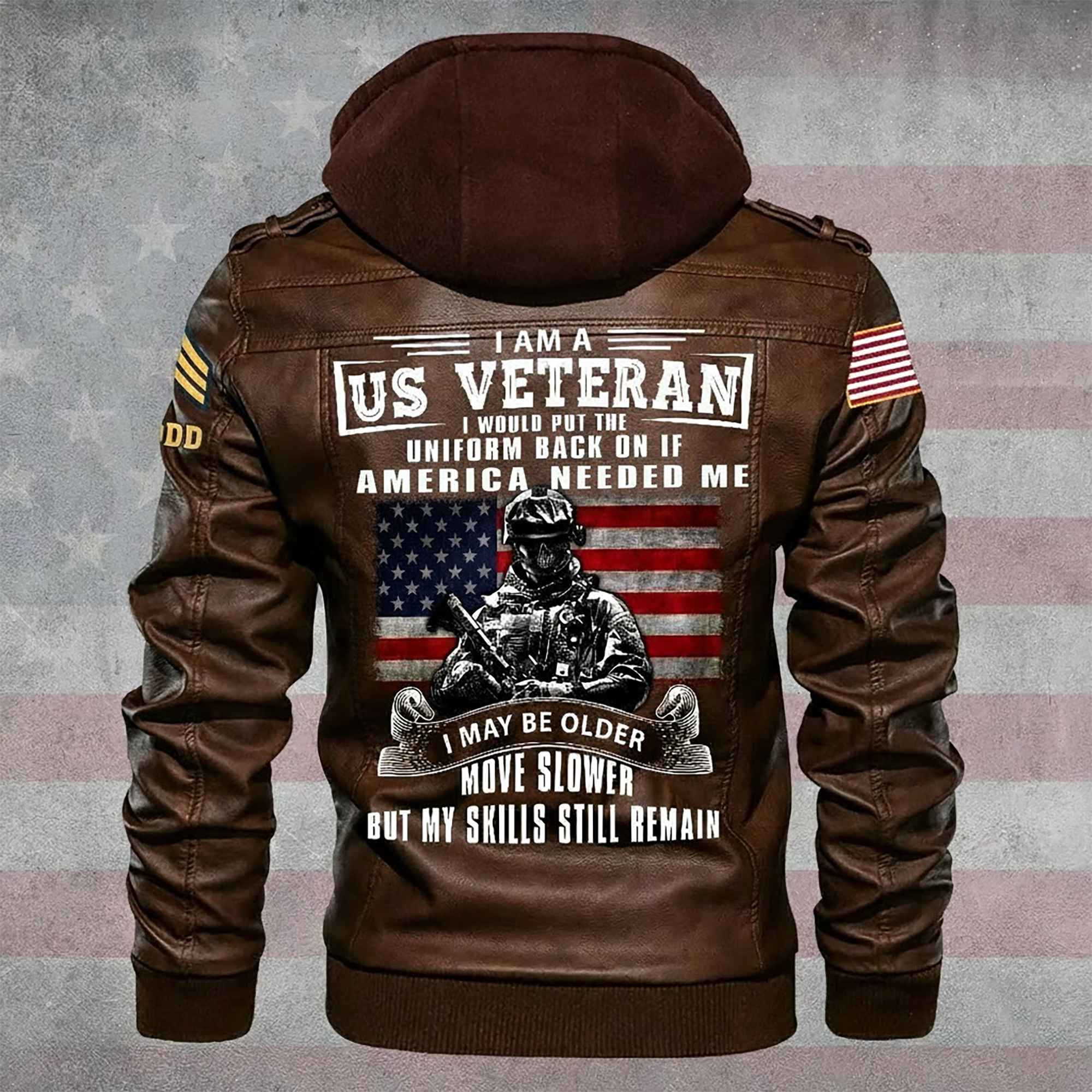 Premium Custom US Army Leather Jacket VPVC702200, Gifts For Army Veteran, Gifts On Father’s Day, Veterans Day