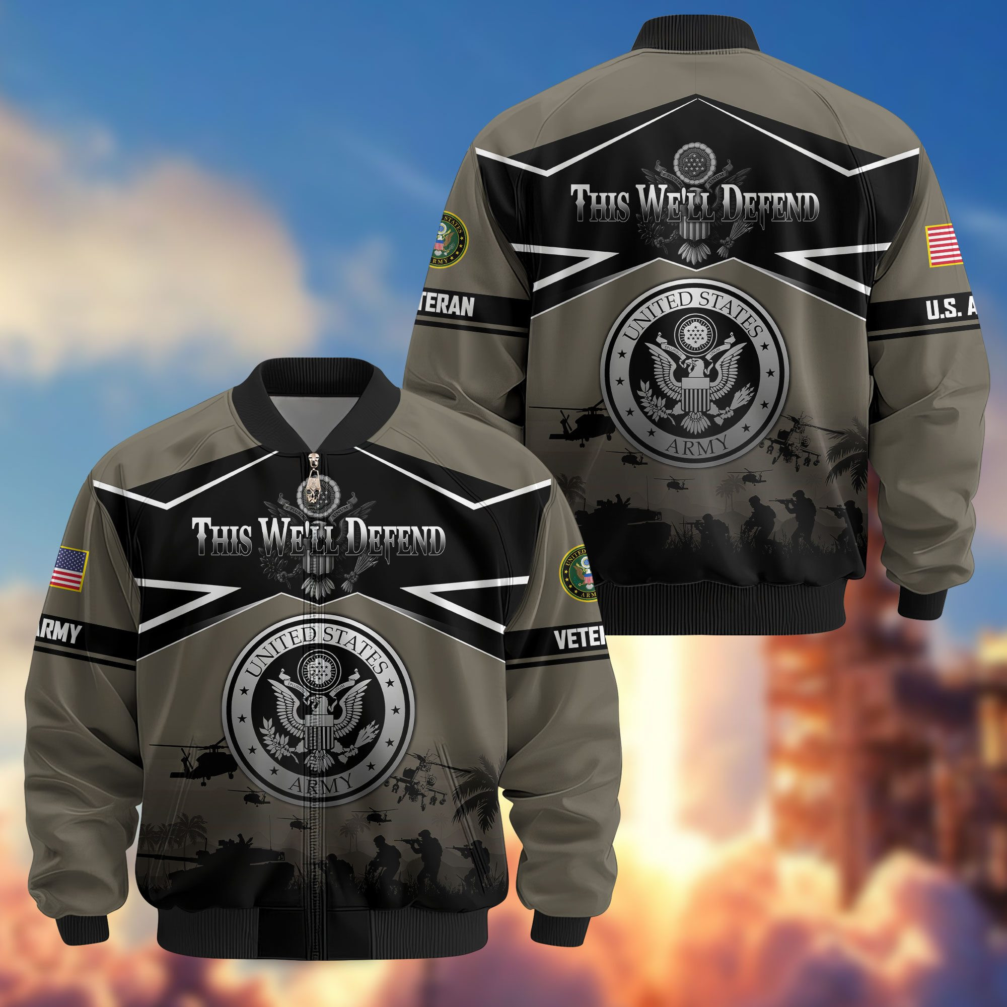 Premium US Veterans Bomber Jacket ATTN131024, Gifts For US Veterans, Gifts On Father’s Day, Veterans Day