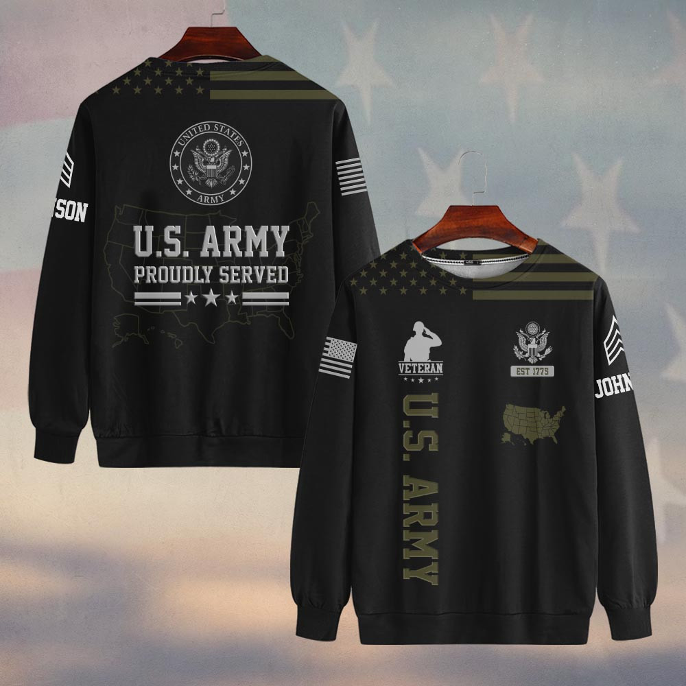 Premium Custom US Army Sweatshirt VPVC750003, Gifts For US Army Veteran, Gifts On Father’s Day, Veterans Day