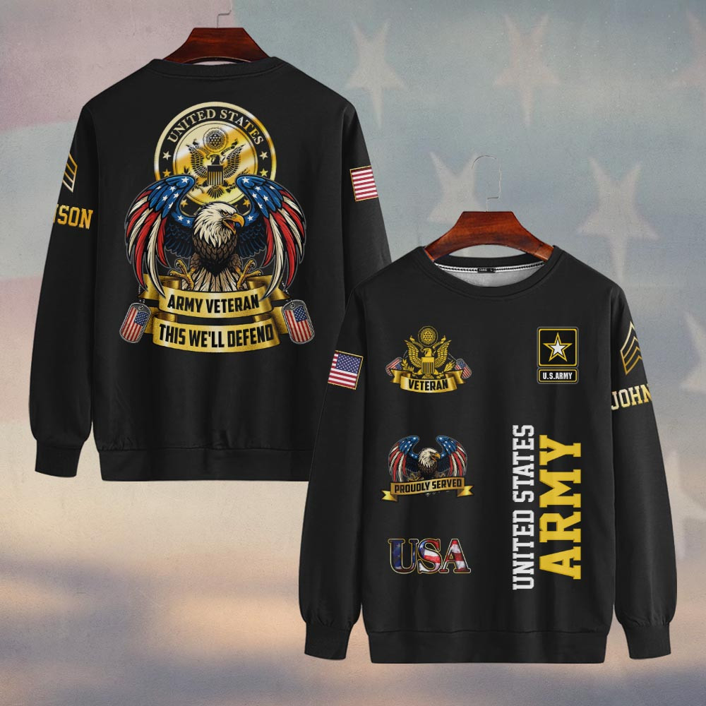Premium Custom US Army Sweatshirt VPVC750006, Gifts For US Army Veteran, Gifts On Father’s Day, Veterans Day