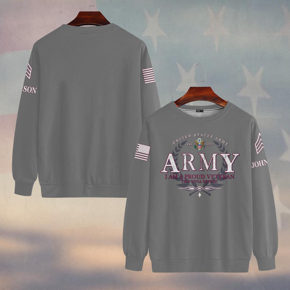 Premium Custom US Army Sweatshirt VPVC750011, Gifts For US Army Veteran, Gifts On Father’s Day, Veterans Day