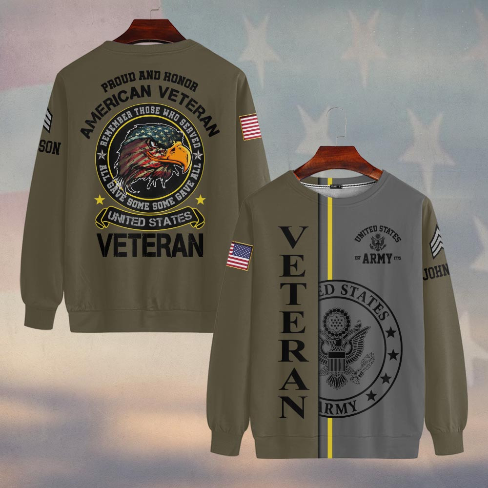 Premium Custom US Army Sweatshirt VPVC750014, Gifts For US Army Veteran, Gifts On Father’s Day, Veterans Day