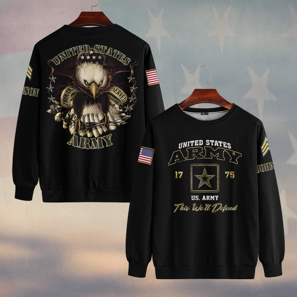 Premium Custom US Army Sweatshirt VPVC750016, Gifts For US Army Veteran, Gifts On Father’s Day, Veterans Day