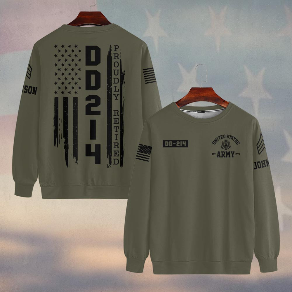 Premium Custom US Army Sweatshirt VPVC750017, Gifts For US Army Veteran, Gifts On Father’s Day, Veterans Day