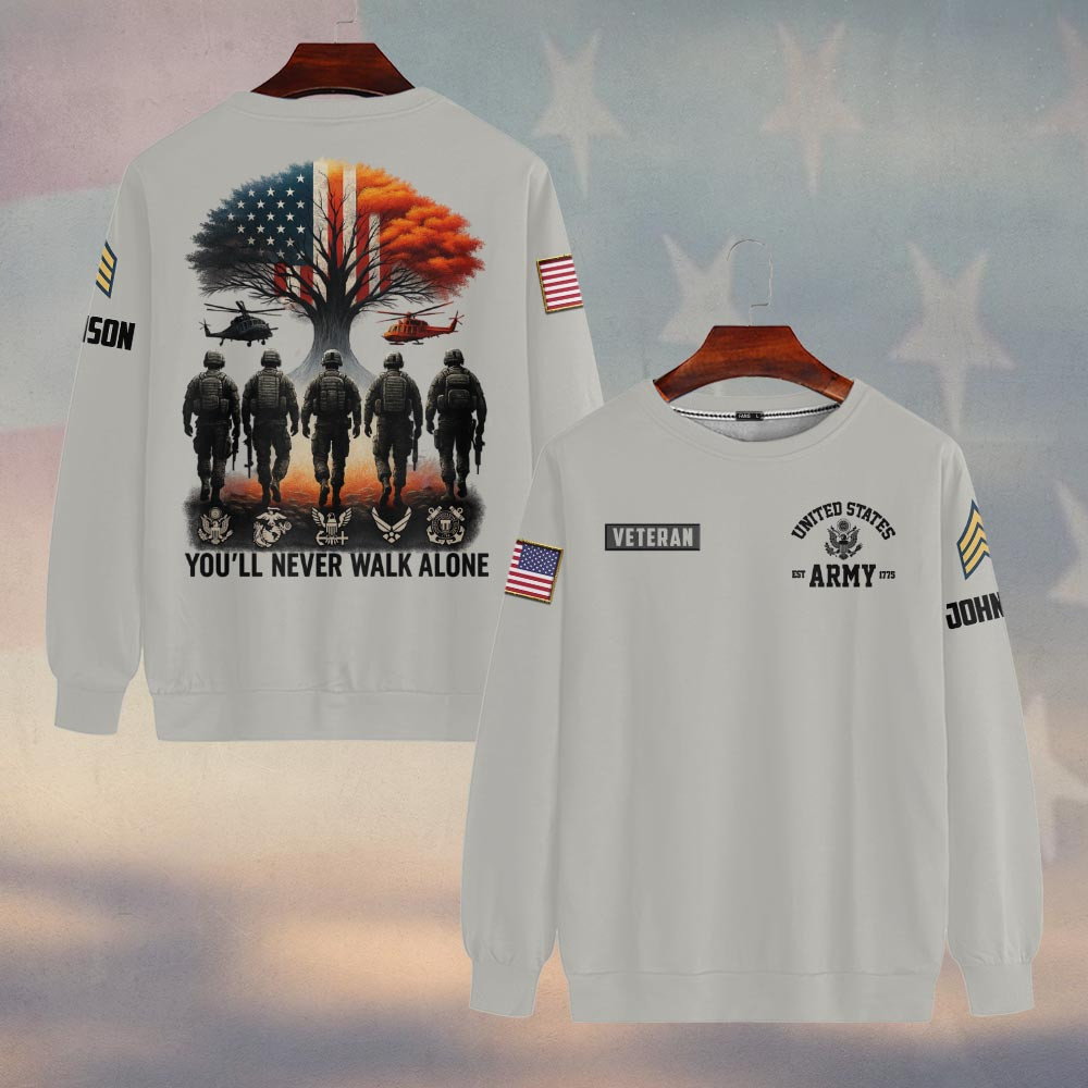 Premium Custom US Army Sweatshirt VPVC750021, Gifts For US Army Veteran, Gifts On Father’s Day, Veterans Day
