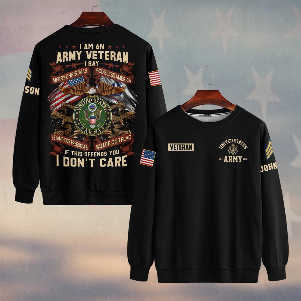 Premium Custom US Army Sweatshirt VPVC750023, Gifts For US Army Veteran, Gifts On Father’s Day, Veterans Day