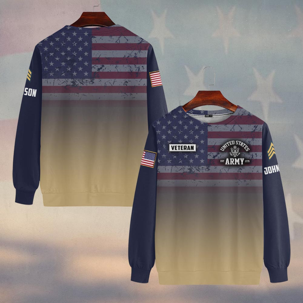 Premium Custom US Army Sweatshirt VPVC750029, Gifts For US Army Veteran, Gifts On Father’s Day, Veterans Day
