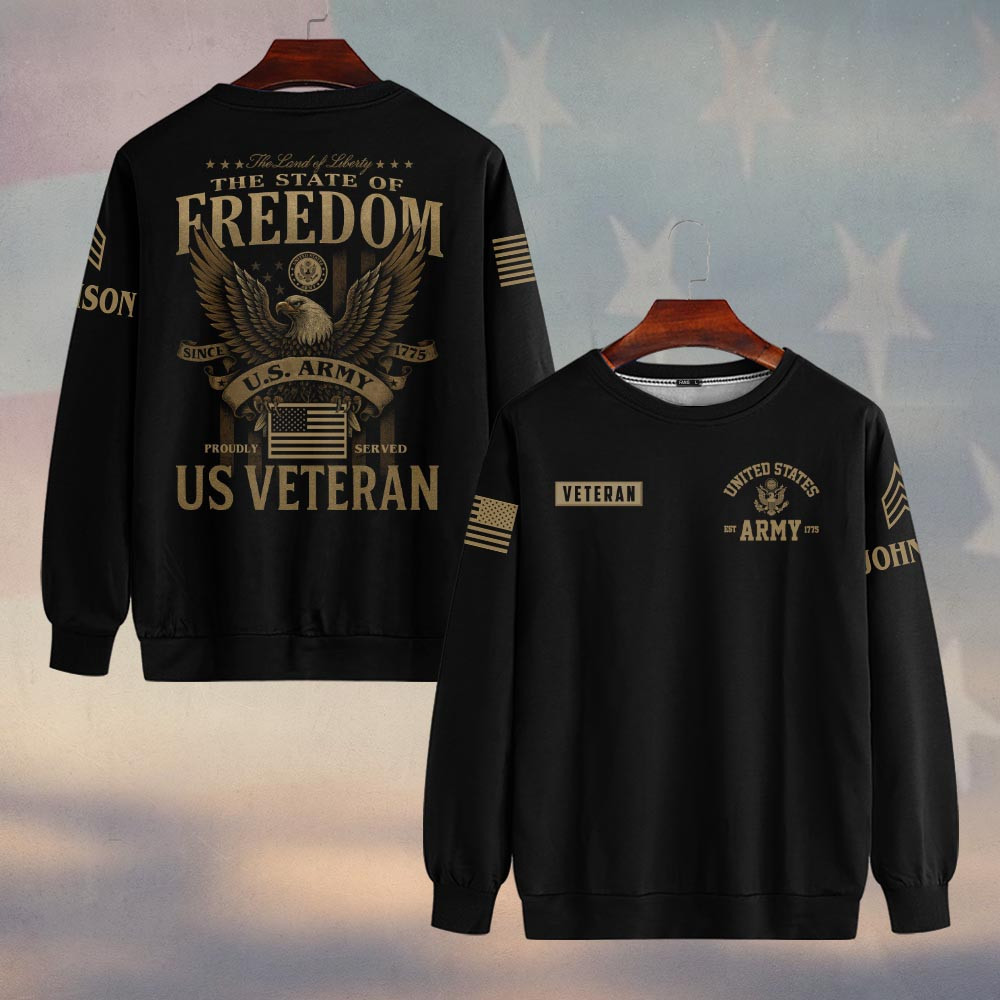 Premium Custom US Army Sweatshirt VPVC750033, Gifts For US Army Veteran, Gifts On Father’s Day, Veterans Day