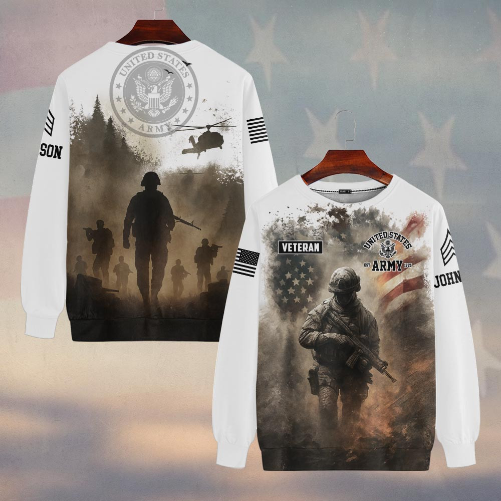 Premium Custom US Army Sweatshirt VPVC750040, Gifts For US Army Veteran, Gifts On Father’s Day, Veterans Day