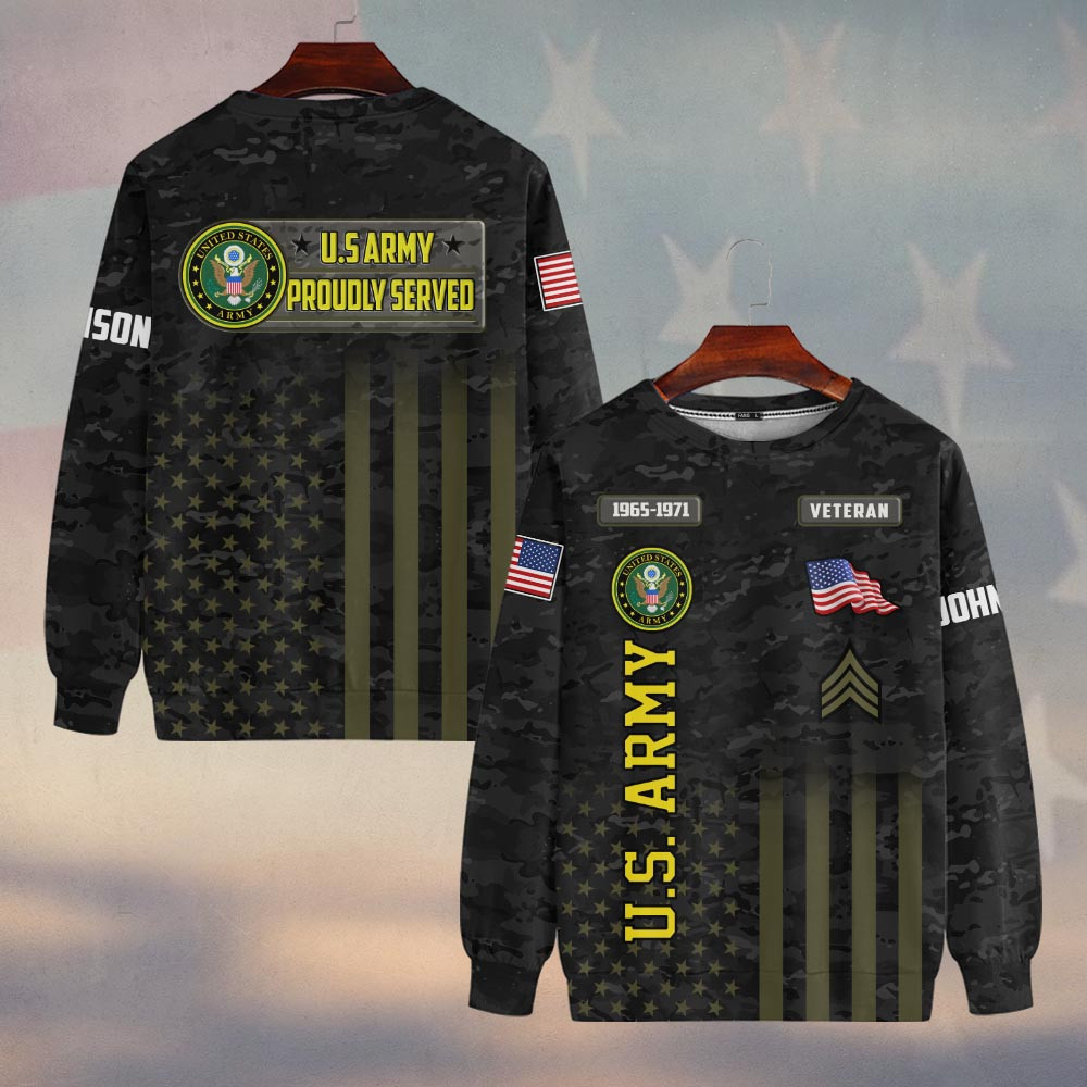 Premium Custom US Army Sweatshirt VPVC750045, Gifts For US Army Veteran, Gifts On Father’s Day, Veterans Day