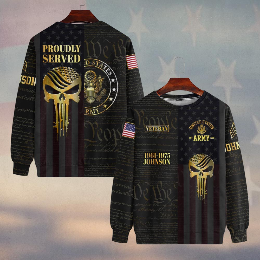 Premium Custom US Army Sweatshirt VPVC750046, Gifts For US Army Veteran, Gifts On Father’s Day, Veterans Day