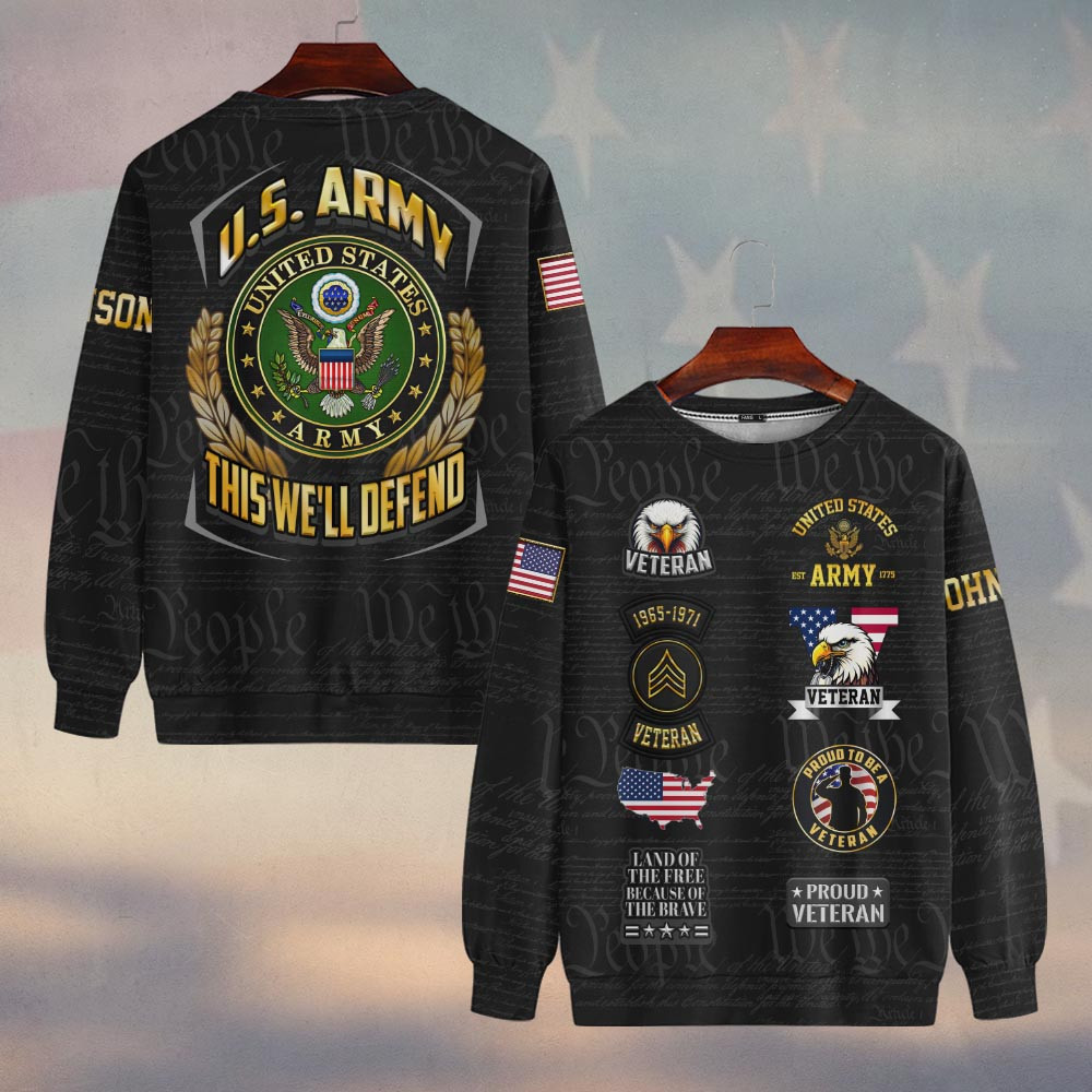 Premium Custom US Army Sweatshirt VPVC750048, Gifts For US Army Veteran, Gifts On Father’s Day, Veterans Day
