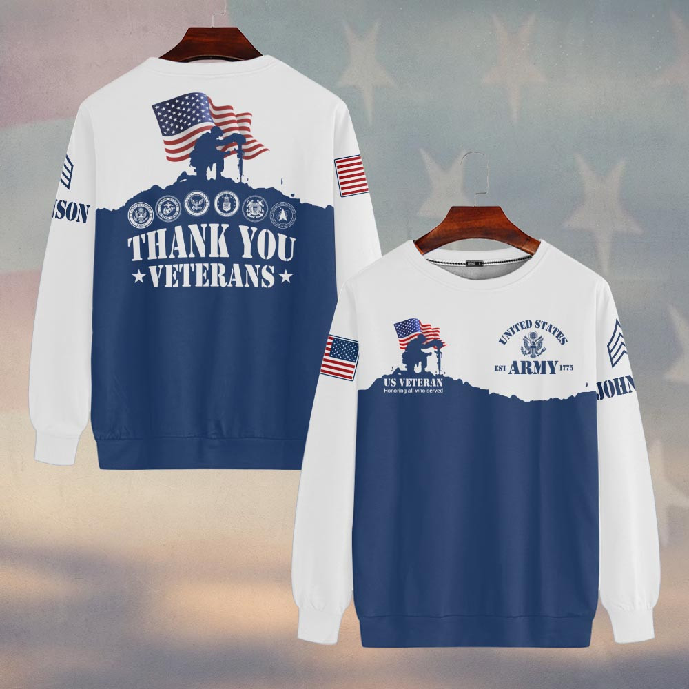 Premium Custom US Army Sweatshirt VPVC750060, Gifts For US Army Veteran, Gifts On Father’s Day, Veterans Day