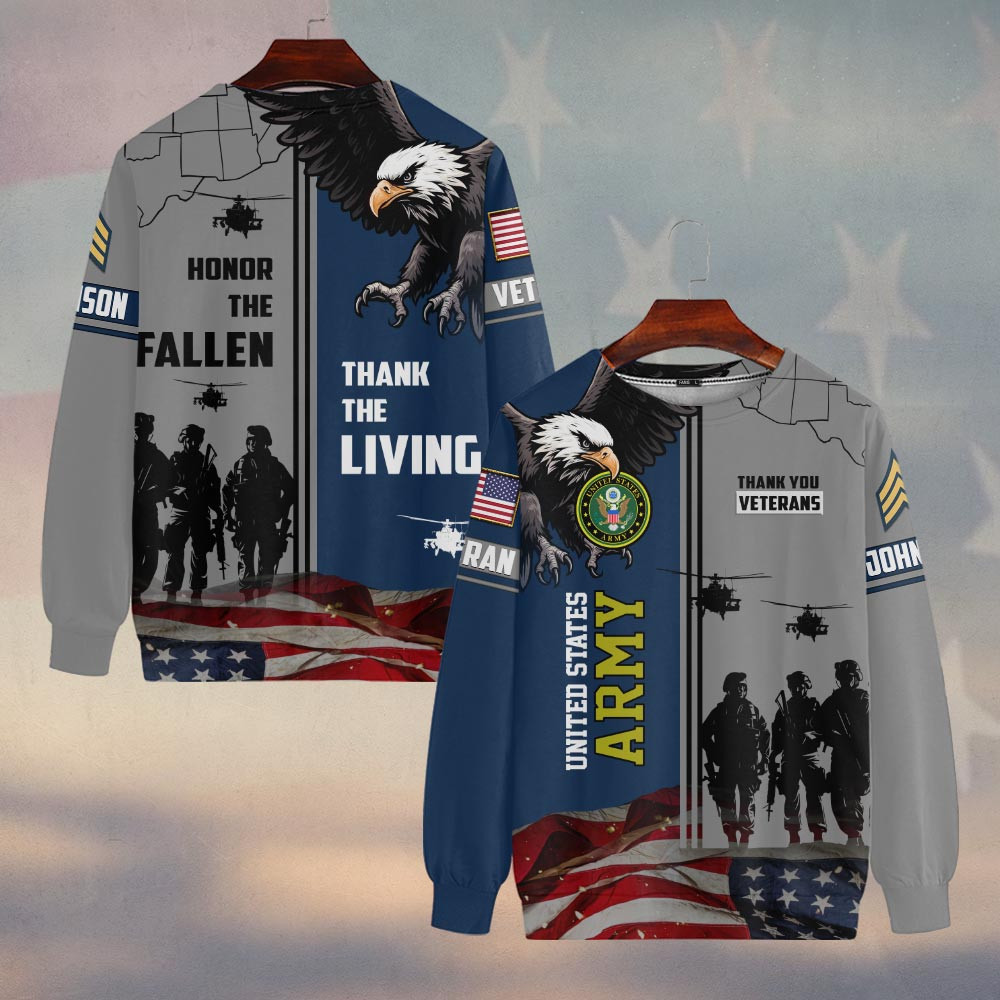 Premium Custom US Army Sweatshirt VPVC750062, Gifts For US Army Veteran, Gifts On Father’s Day, Veterans Day