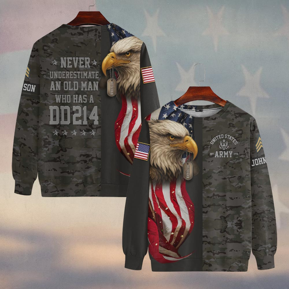 Premium Custom US Army Sweatshirt VPVC750064, Gifts For US Army Veteran, Gifts On Father’s Day, Veterans Day