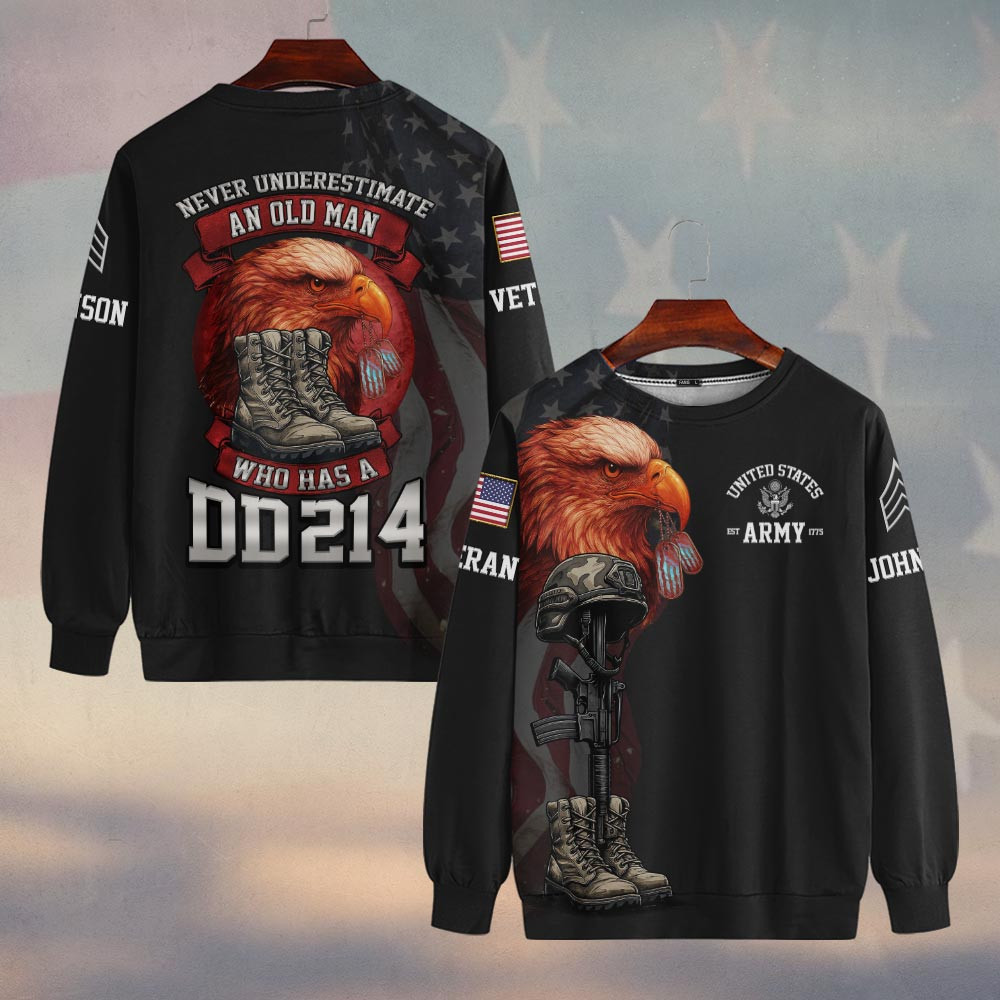 Premium Custom US Army Sweatshirt VPVC750066, Gifts For US Army Veteran, Gifts On Father’s Day, Veterans Day