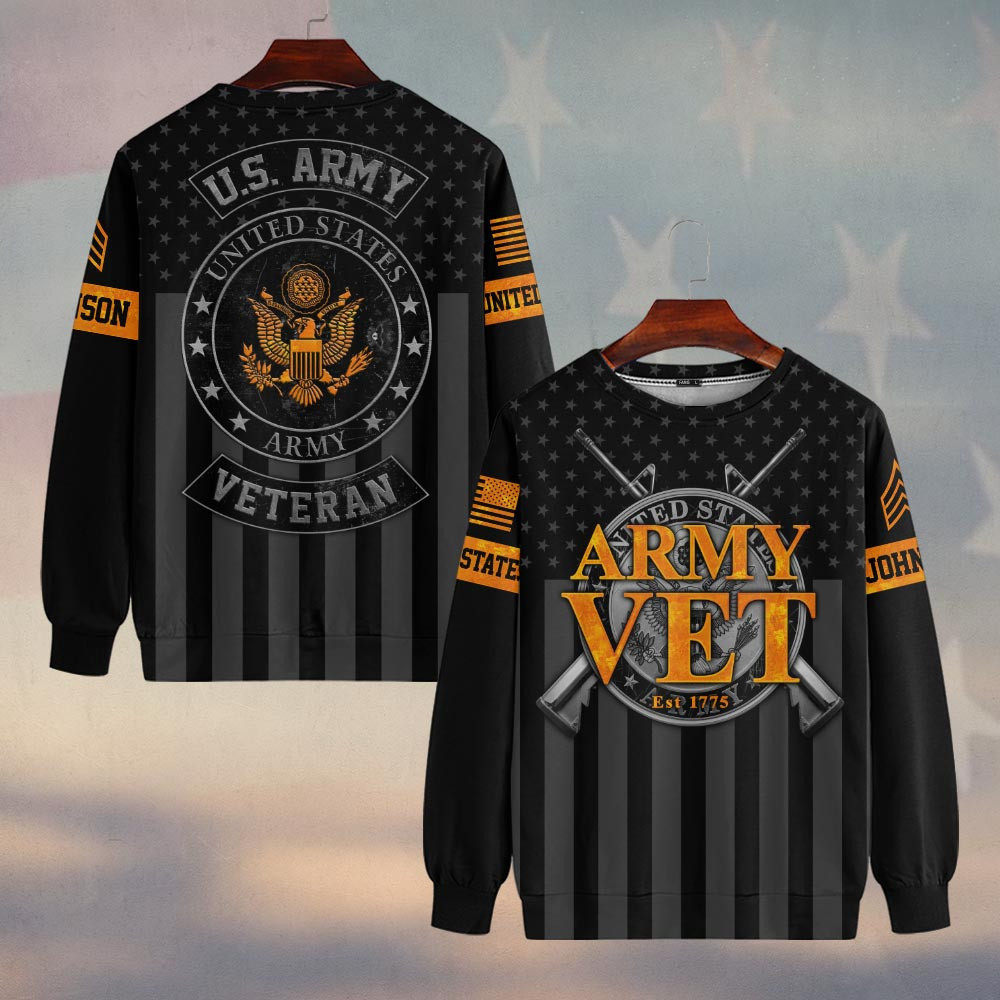 Premium Custom US Army Sweatshirt VPVC750070, Gifts For US Army Veteran, Gifts On Father’s Day, Veterans Day