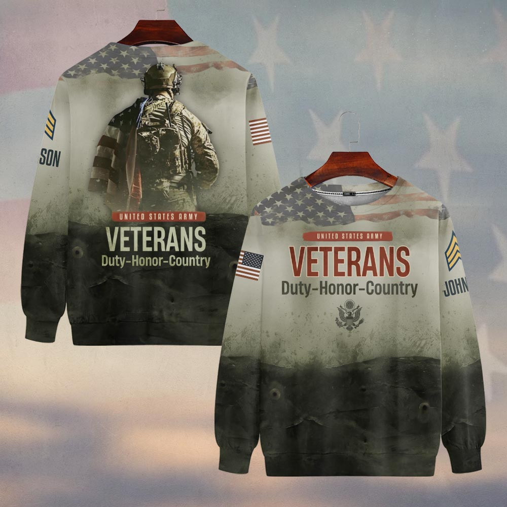 Premium Custom US Army Sweatshirt VPVC750071, Gifts For US Army Veteran, Gifts On Father’s Day, Veterans Day