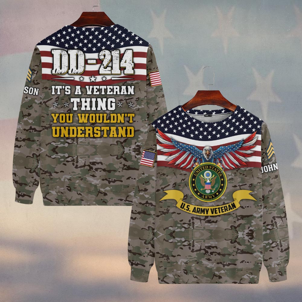 Premium Custom US Army Sweatshirt VPVC750073, Gifts For US Army Veteran, Gifts On Father’s Day, Veterans Day