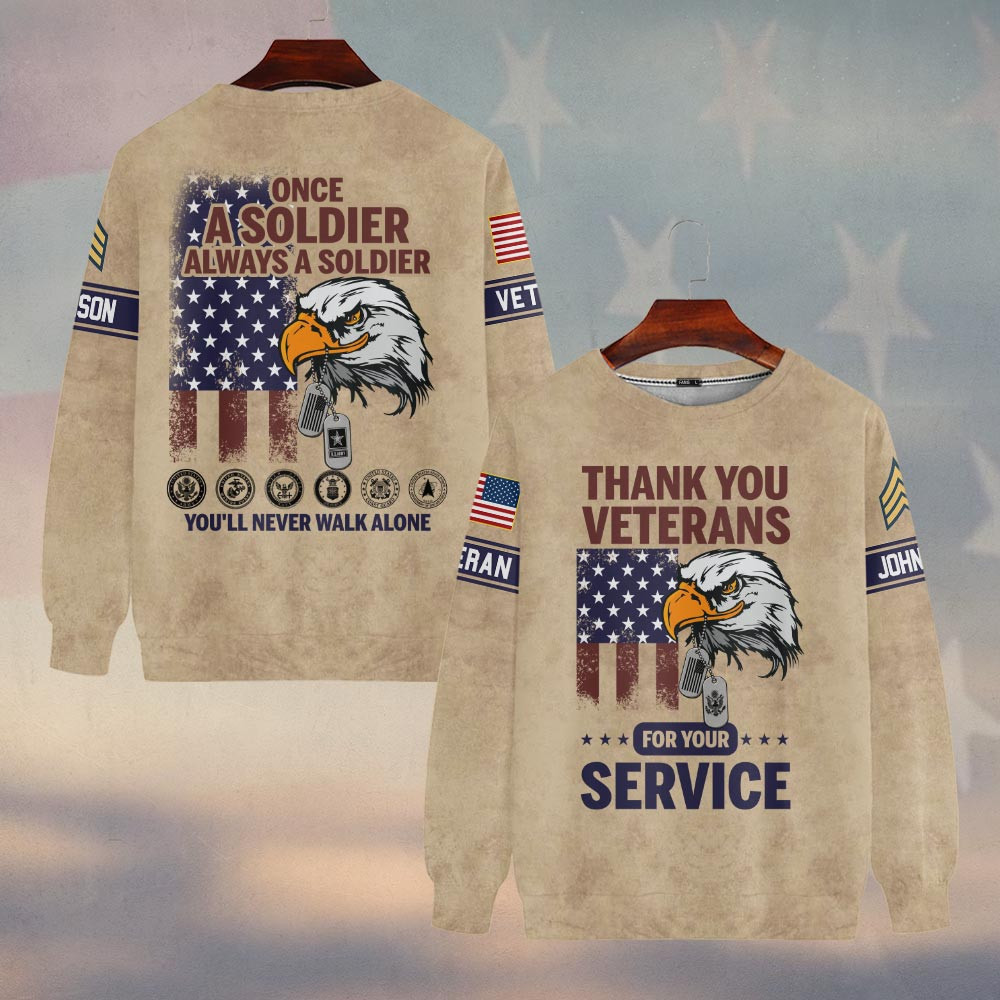 Premium Custom US Army Sweatshirt VPVC750076, Gifts For US Army Veteran, Gifts On Father’s Day, Veterans Day