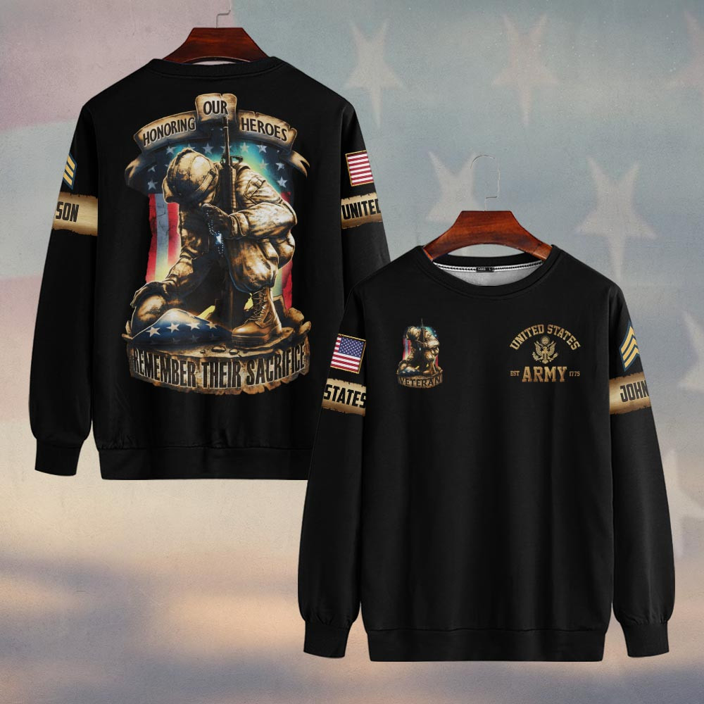 Premium Custom US Army Sweatshirt VPVC750080, Gifts For US Army Veteran, Gifts On Father’s Day, Veterans Day