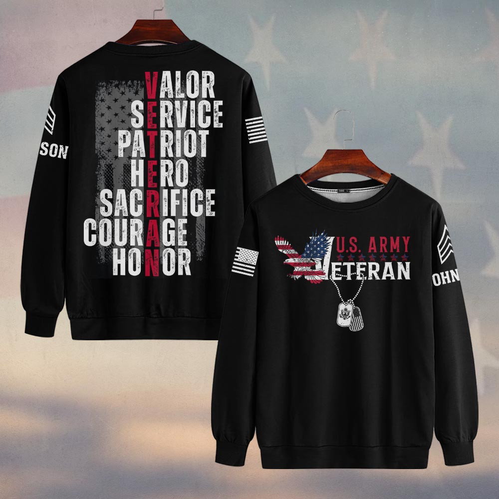 Premium Custom US Army Sweatshirt VPVC750085, Gifts For US Army Veteran, Gifts On Father’s Day, Veterans Day