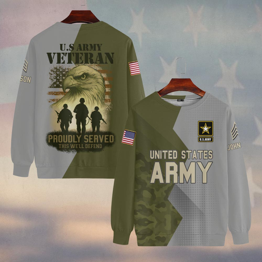 Premium Custom US Army Sweatshirt VPVC750087, Gifts For US Army Veteran, Gifts On Father’s Day, Veterans Day