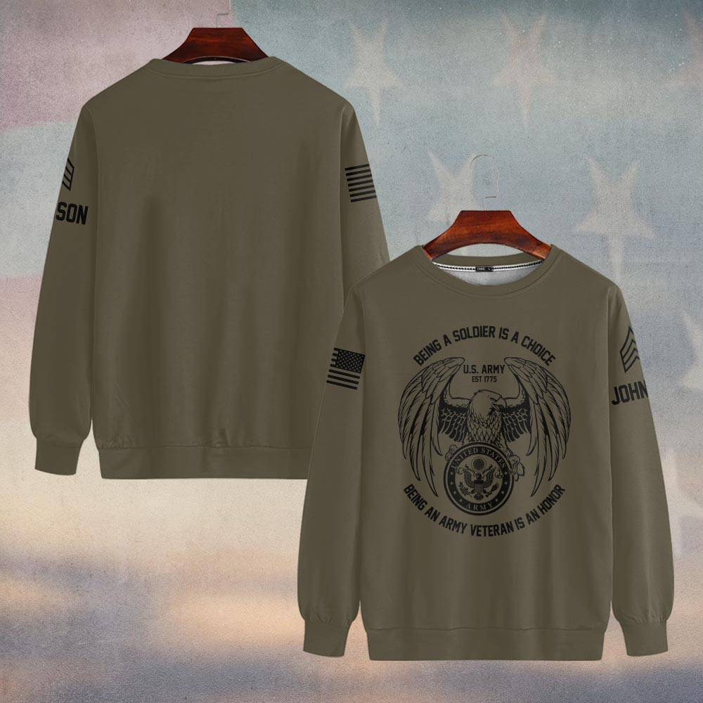 Premium Custom US Army Sweatshirt VPVC750106, Gifts For US Army Veteran, Gifts On Father’s Day, Veterans Day