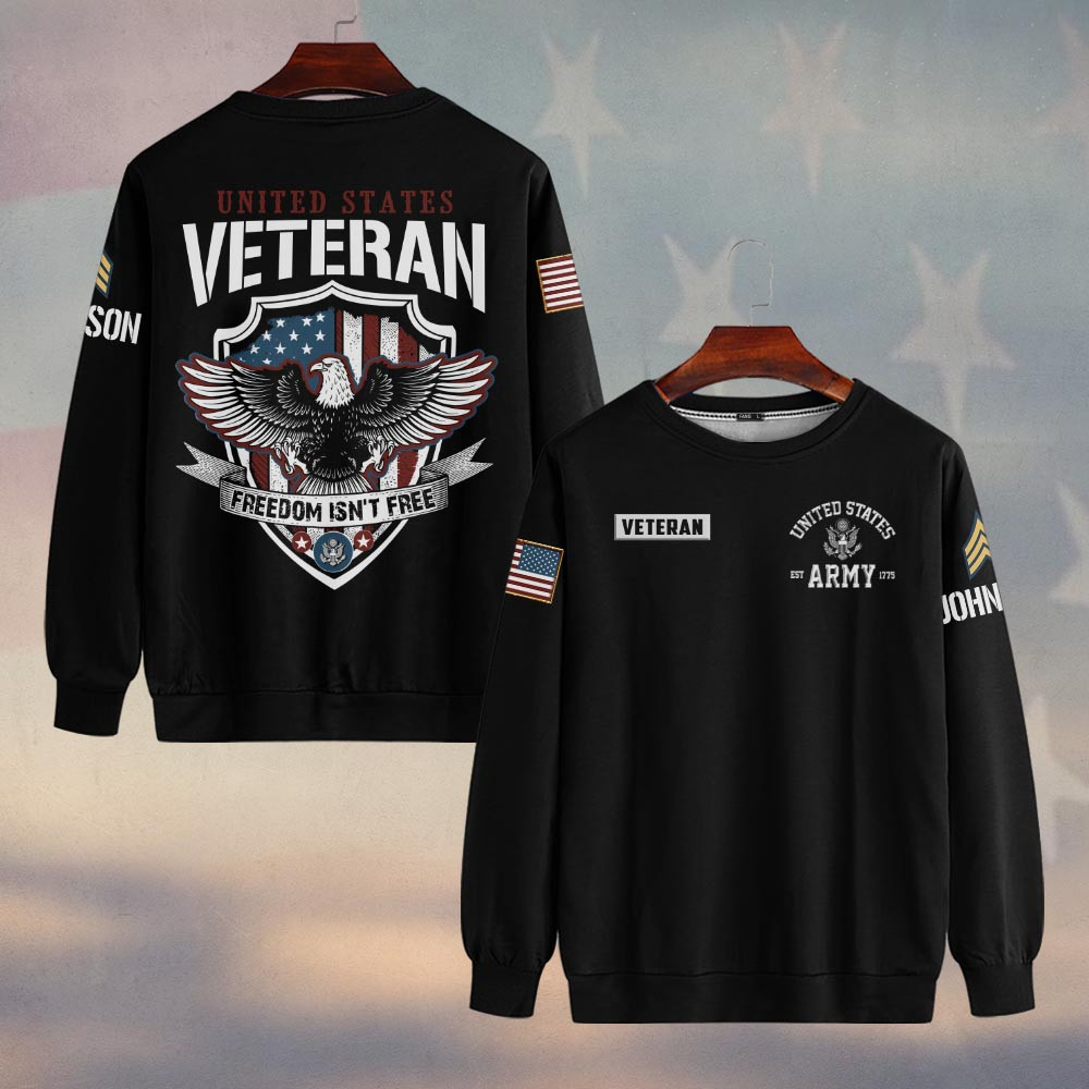 Premium Custom US Army Sweatshirt VPVC750110, Gifts For US Army Veteran, Gifts On Father’s Day, Veterans Day