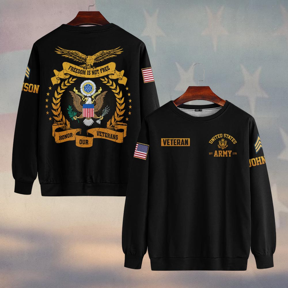 Premium Custom US Army Sweatshirt VPVC750112, Gifts For US Army Veteran, Gifts On Father’s Day, Veterans Day