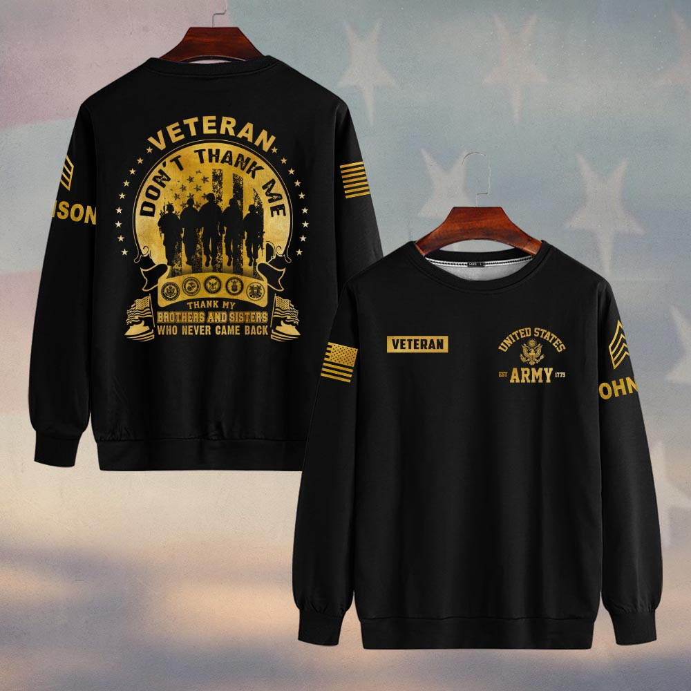 Premium Custom US Army Sweatshirt VPVC750113, Gifts For US Army Veteran, Gifts On Father’s Day, Veterans Day