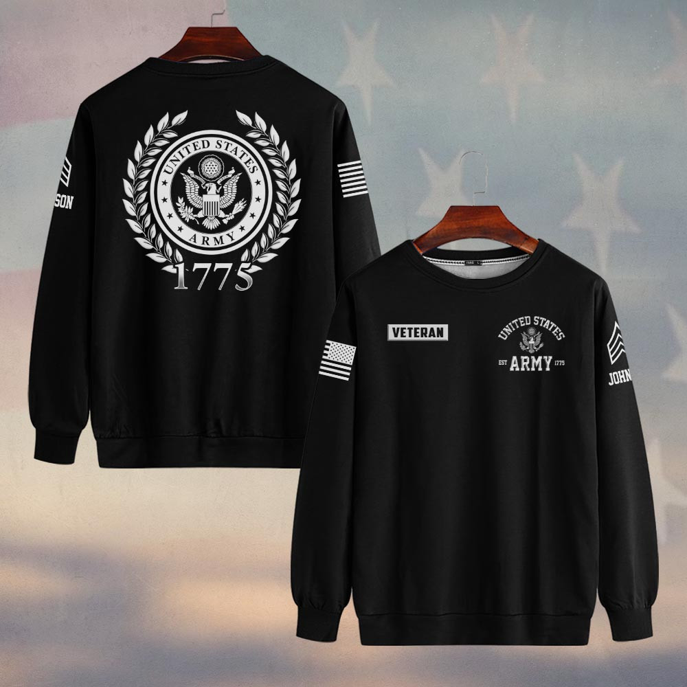 Premium Custom US Army Sweatshirt VPVC750121, Gifts For US Army Veteran, Gifts On Father’s Day, Veterans Day