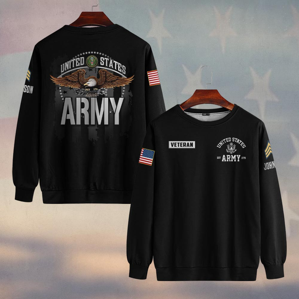 Premium Custom US Army Sweatshirt VPVC750125, Gifts For US Army Veteran, Gifts On Father’s Day, Veterans Day