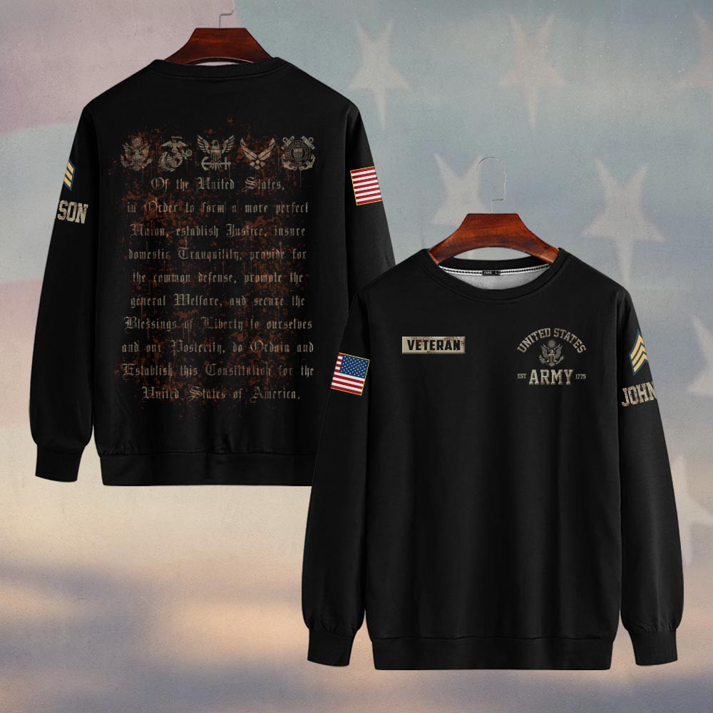 Premium Custom US Army Sweatshirt VPVC750127, Gifts For US Army Veteran, Gifts On Father’s Day, Veterans Day