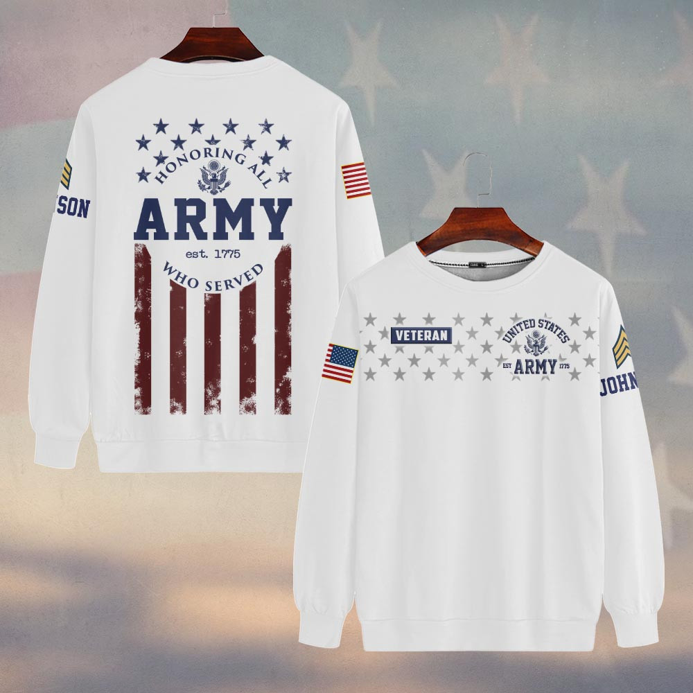 Premium Custom US Army Sweatshirt VPVC750132, Gifts For US Army Veteran, Gifts On Father’s Day, Veterans Day