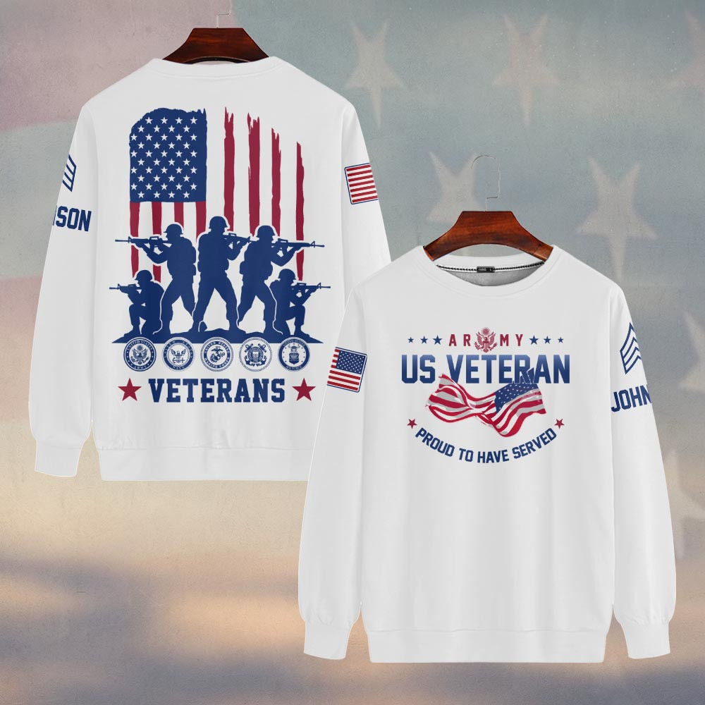 Premium Custom US Army Sweatshirt VPVC750137, Gifts For US Army Veteran, Gifts On Father’s Day, Veterans Day