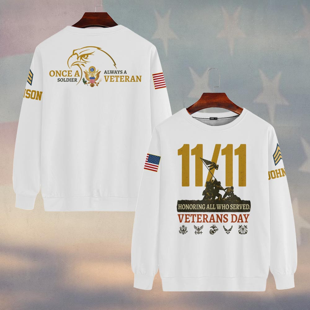 Premium Custom US Army Sweatshirt VPVC750145, Gifts For US Army Veteran, Gifts On Father’s Day, Veterans Day