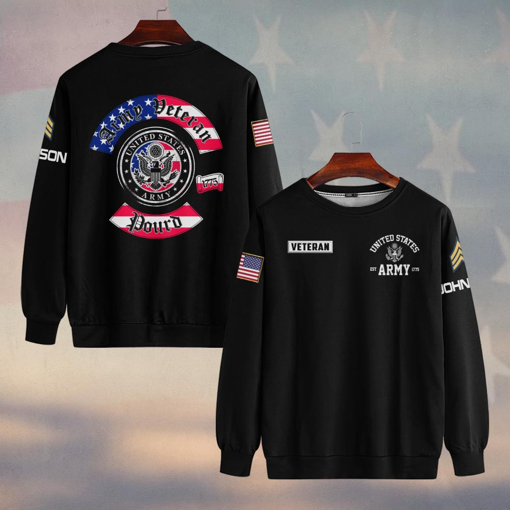 Premium Custom US Army Sweatshirt VPVC750154, Gifts For US Army Veteran, Gifts On Father’s Day, Veterans Day