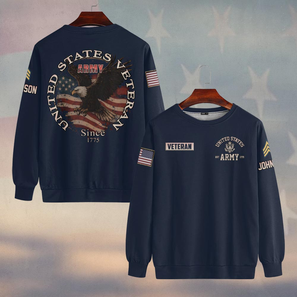 Premium Custom US Army Sweatshirt VPVC750156, Gifts For US Army Veteran, Gifts On Father’s Day, Veterans Day