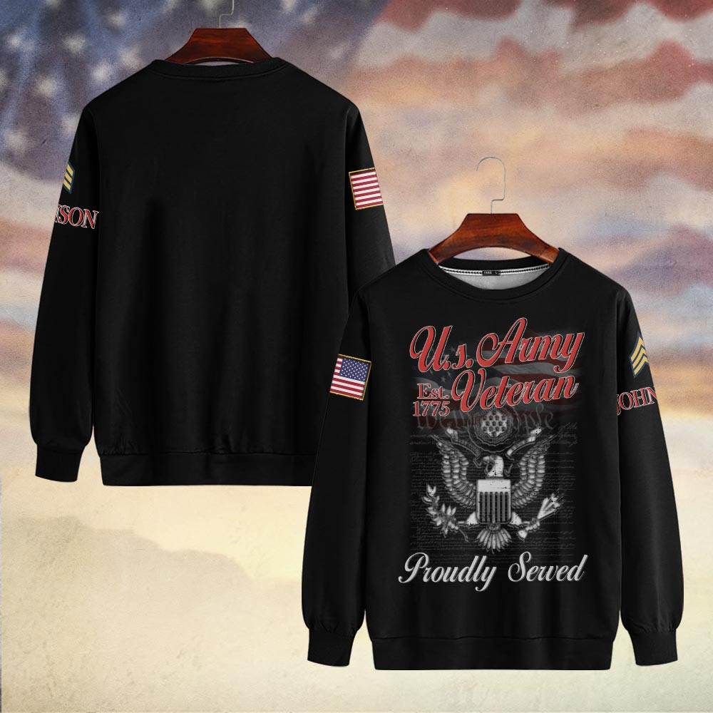 Premium Custom US Army Sweatshirt VPVC750160, Gifts For US Army Veteran, Gifts On Father’s Day, Veterans Day
