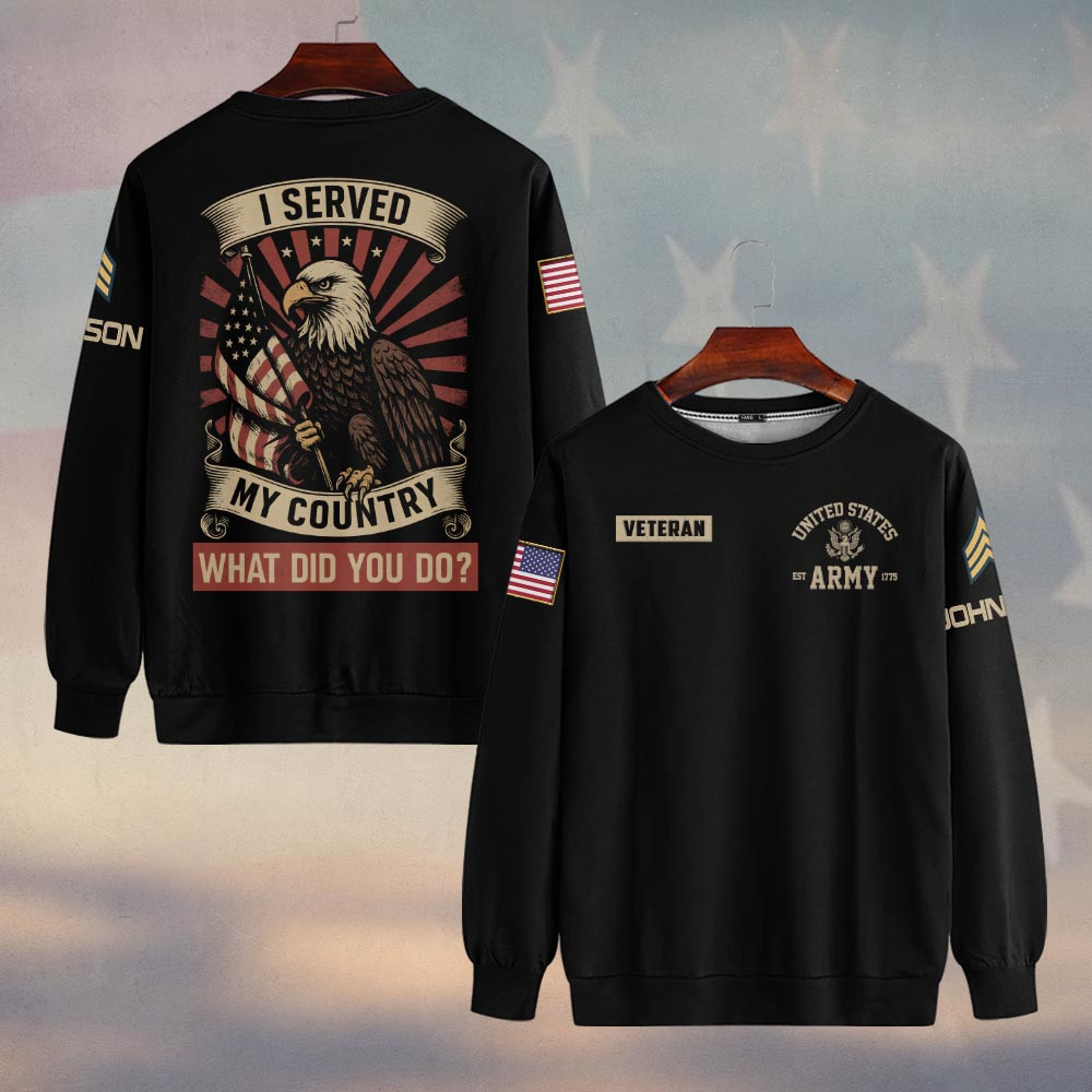 Premium Custom US Army Sweatshirt VPVC750163, Gifts For US Army Veteran, Gifts On Father’s Day, Veterans Day