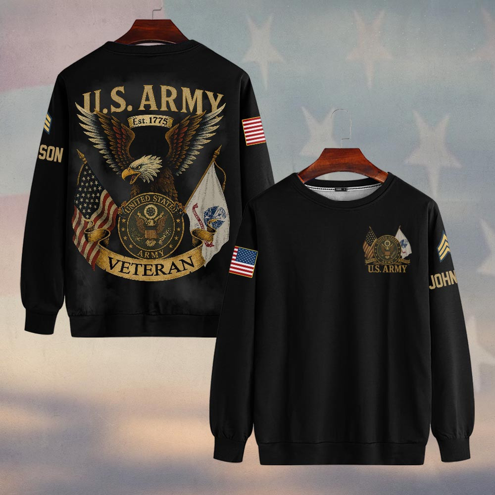 Premium Custom US Army Sweatshirt VPVC750176, Gifts For US Army Veteran, Gifts On Father’s Day, Veterans Day