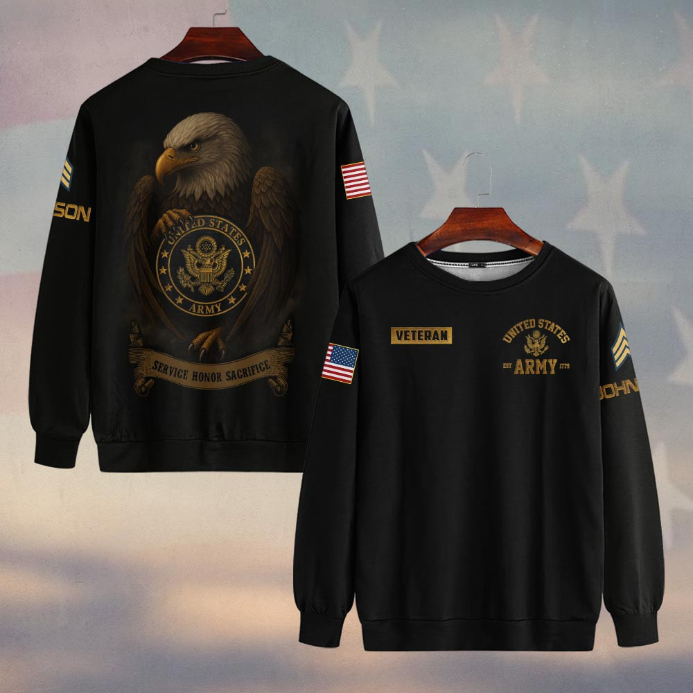 Premium Custom US Army Sweatshirt VPVC750177, Gifts For US Army Veteran, Gifts On Father’s Day, Veterans Day