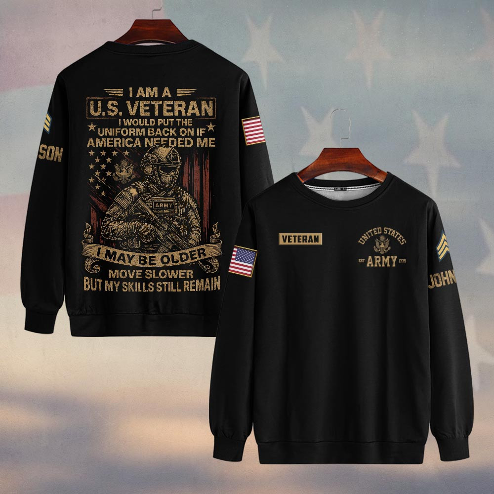 Premium Custom US Army Sweatshirt VPVC750178, Gifts For US Army Veteran, Gifts On Father’s Day, Veterans Day