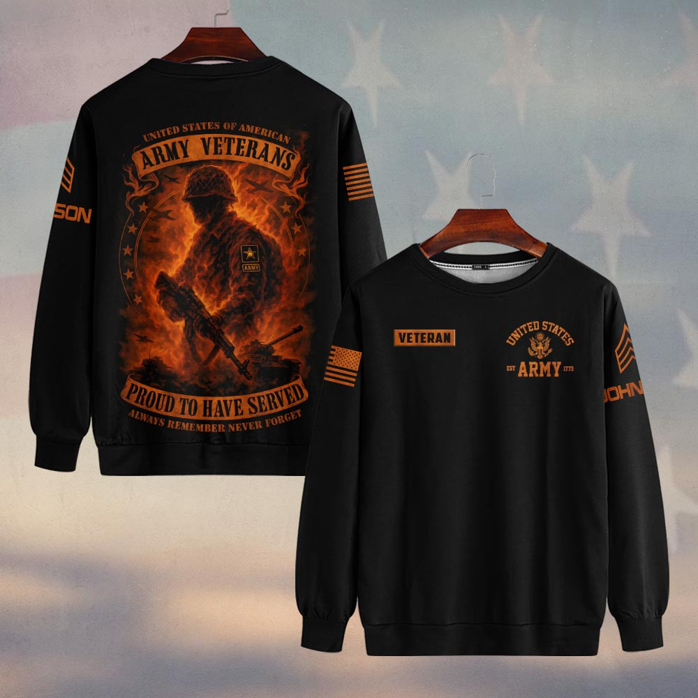 Premium Custom US Army Sweatshirt VPVC750182, Gifts For US Army Veteran, Gifts On Father’s Day, Veterans Day