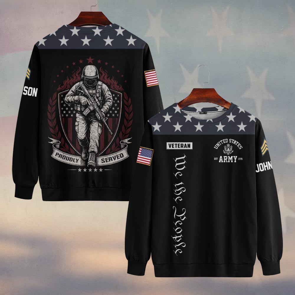 Premium Custom US Army Sweatshirt VPVC750185, Gifts For US Army Veteran, Gifts On Father’s Day, Veterans Day