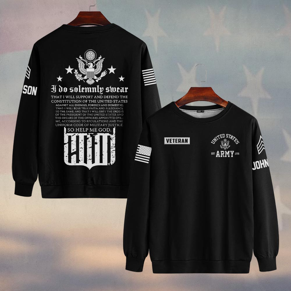 Premium Custom US Army Sweatshirt VPVC750187, Gifts For US Army Veteran, Gifts On Father’s Day, Veterans Day