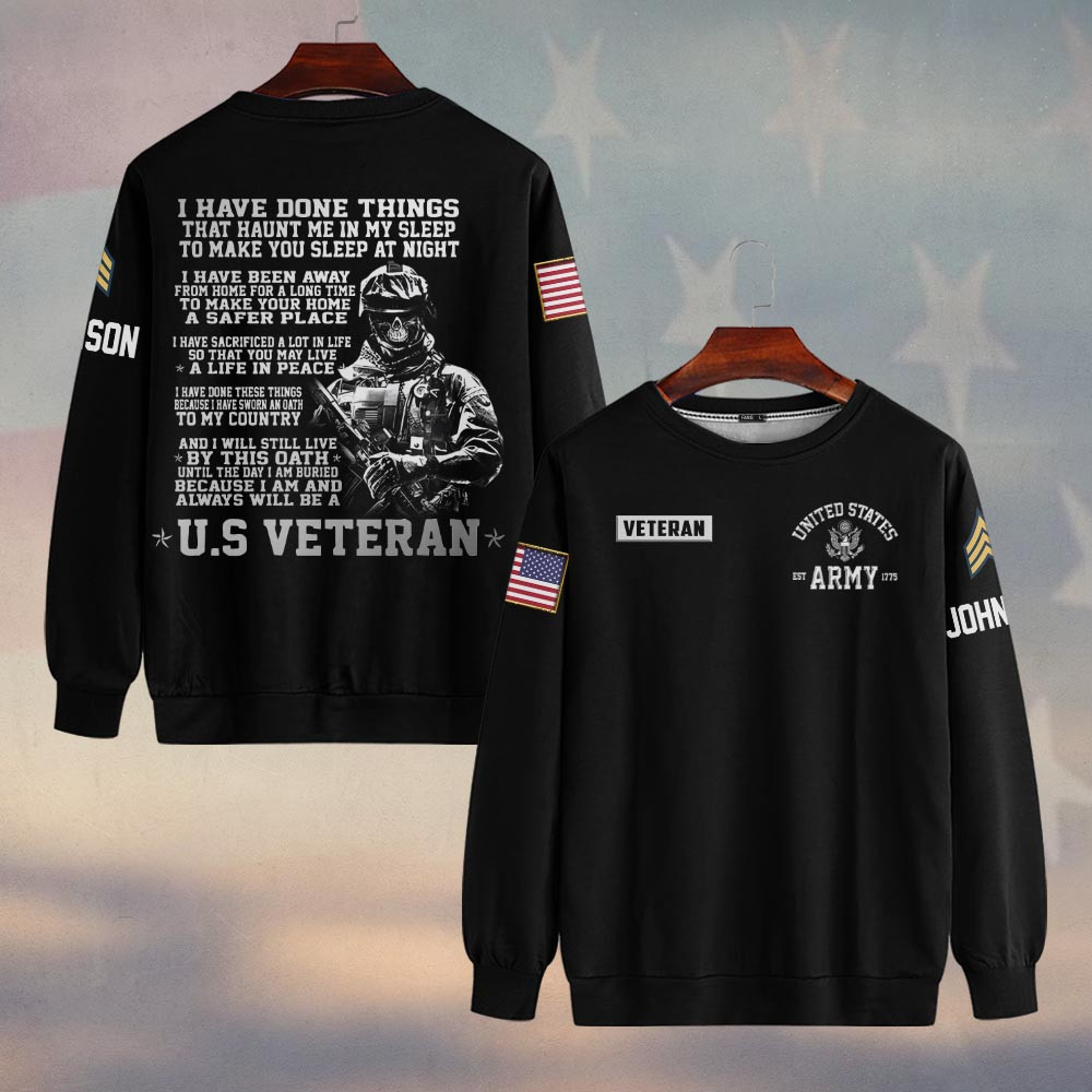 Premium Custom US Army Sweatshirt VPVC750188, Gifts For US Army Veteran, Gifts On Father’s Day, Veterans Day