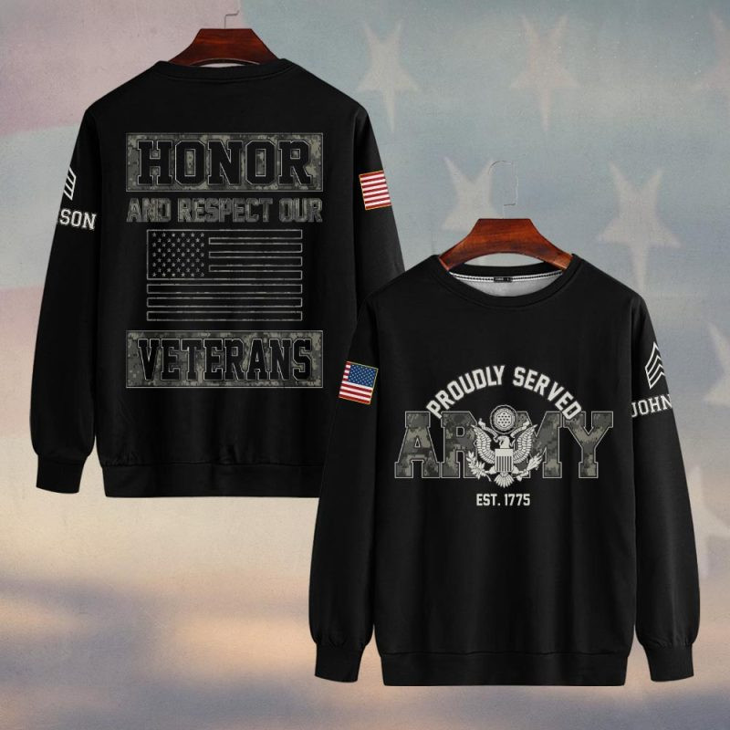 Premium Custom US Army Sweatshirt VPVC750190, Gifts For US Army Veteran, Gifts On Father’s Day, Veterans Day
